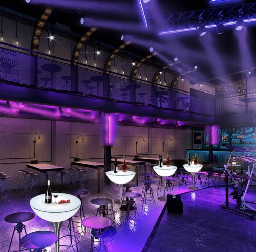 Стол светящийся квадратный на металическом основании 60х60х76