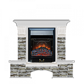 Каминокомплект Glenrich Бостон К Алтай (беленый дуб)+Majestic Black
