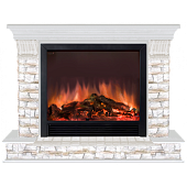 Каминокомплект Glenrich Панорама Алтай Sharm 33 (беленый дуб)+Sharm 33 BL