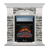 Каминокомплект Glenrich Арочный Алтай (беленый дуб)+Majestic Black