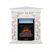 Каминокомплект Glenrich Арочный Арбат угловой (белый)+Majestic Black