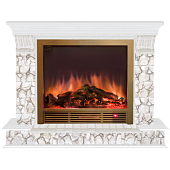 Каминокомплект Glenrich Панорама Карелия Sharm 33 (белый)+Sharm 33 BR