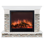 Каминокомплект Glenrich Панорама Грот цветной Sharm 39 (белый)+Sharm 39 BL