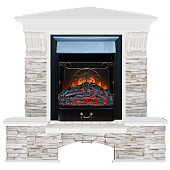 Каминокомплект Glenrich Бостон К Мисхор угловой (белый)+Majestic Black