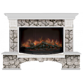 Каминокомплект Glenrich Бостон Карелия 86 (беленый дуб)+Rondo S86