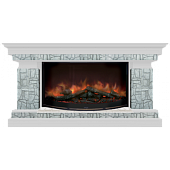 Каминокомплект Glenrich Брайтон Старый город 86 (белый)+Rondo S86