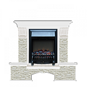 Каминокомплект Glenrich Бостон К Грот однотонный (белый)+Fobos Black