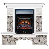 Каминокомплект Glenrich Бостон К Карелия (белый)+Majestic Black