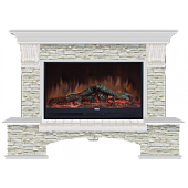 Каминокомплект Glenrich Бостон Грот однотонный 86 (беленый дуб)+Premier S86