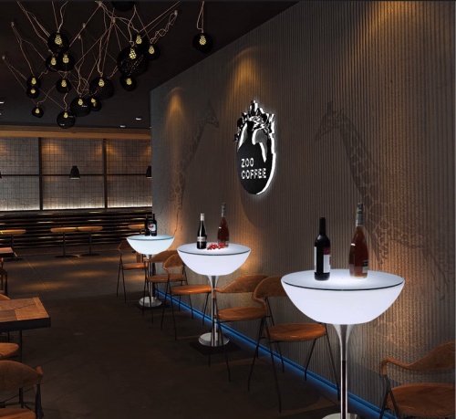 Стол светящийся круглый на металическом основании 60х60х110