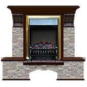 Каминокомплект Glenrich Бостон К Грот цветной (дуб)+Fobos Brass