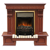 Каминокомплект Меркурий Lace (дуб средний)+Fobos Brass