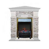 Каминокомплект Glenrich Арочный Мисхор угловой (беленый дуб)+Fobos Brass