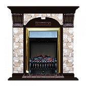 Каминокомплект Glenrich Арочный Арбат (венге)+Fobos Brass