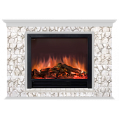 Каминокомплект Glenrich Пафос Карелия Sharm 39 (беленый дуб)+Sharm 39 BL