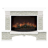 Каминокомплект Glenrich Бостон Грот однотонный 86 (белый)+Rondo S86