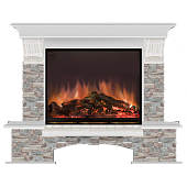 Каминокомплект Glenrich Бостон Грот цветной (беленый дуб)+Arte 28