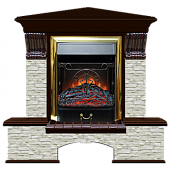 Каминокомплект Glenrich Бостон К Грот однотонный угловой (дуб)+Majestic Brass