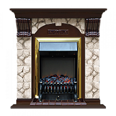 Каминокомплект Glenrich Арочный Карелия (дуб)+Fobos Brass